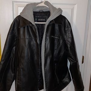 Mens Guess XL leather coat